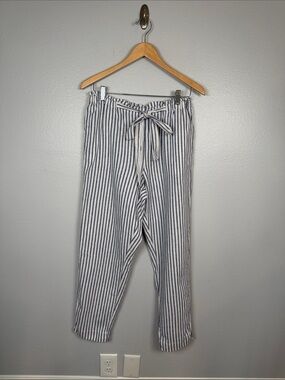 beachlunchlounge Striped Drawstring Chinos - Blue & White linen size large